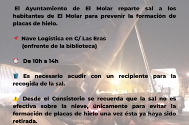 El Ayuntamiento de El Molar reparte sal a los habitantes de El Molar para prevenir la formación de placas de hielo.