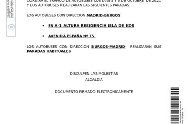 Corte de tráfico de autobuses  para los días 5 y 6 de octubre