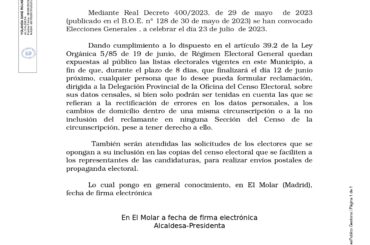 Exposición Censo Electoral 2023 – Elecciones generales