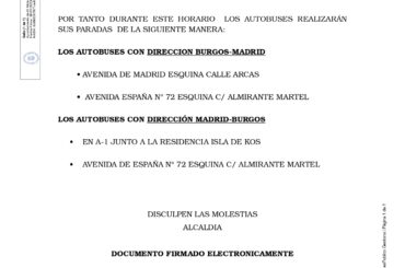 AVISO: Corte de tráfico de autobuses por realización de evento el 8 de julio de 2023