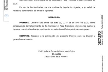LUTO OFICIAL COMO CONSECUENCIA DEL FALLECIMIENTO DE SU SANTIDAD EL PAPA FRANCISCO